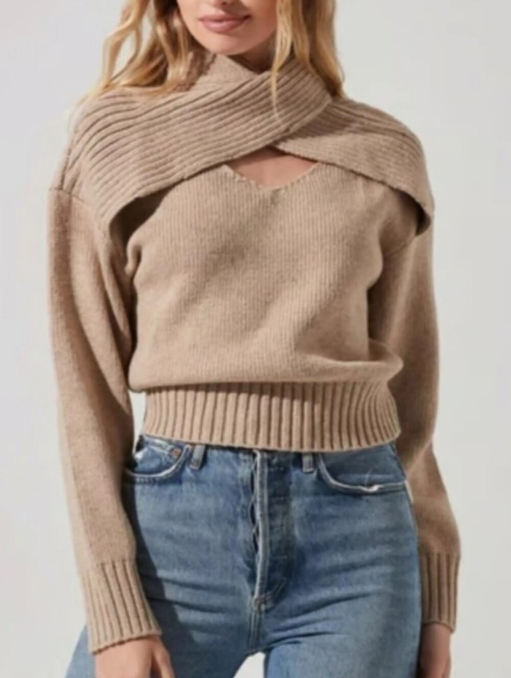 ASTR beige knit pearson sweater sz S